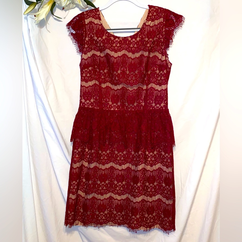Maeve ruby lace dress. Size M.